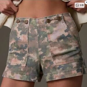 Anthropologie The Kit High Rise Utility Shorts by Pilcro Pink Camo
